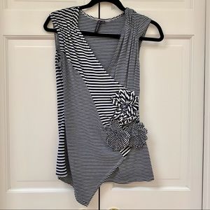 Anthropologie Striped Top with 3D Flower Details